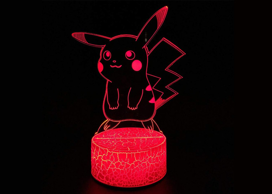 3D LED 환영 램프 7 색깔 변화 접촉 AA 건전지에 의하여 백색 균열 기초 힘
