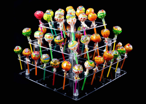 중독은 4개의 층 명확한 아크릴 케이크 대 56 구멍 Lollipop 케이크 홀더를 해방합니다